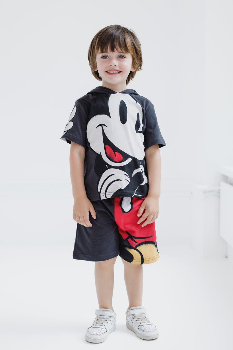 Mickey Mouse 2-Piece Hooded Tee and Shorts Set, Alternate, color, Mickey Mouse Black