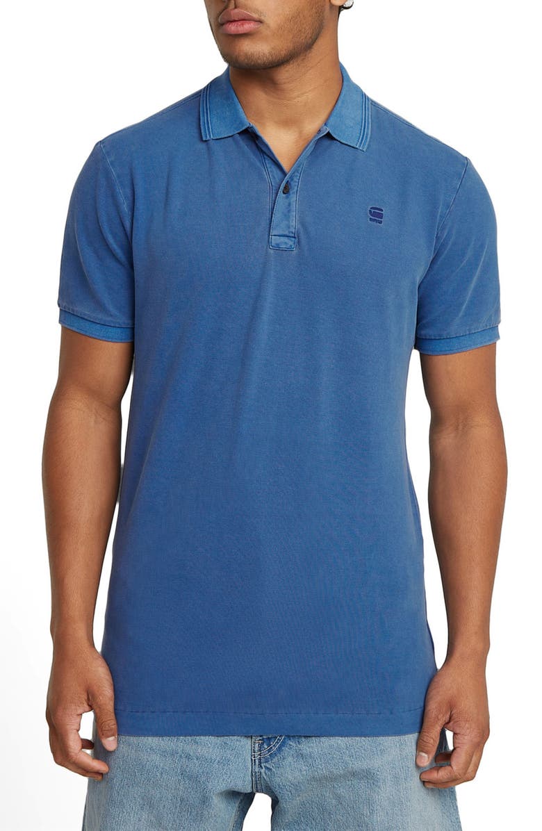 G-STAR Dunda Slim Fit Overdye Piqué Polo, Main, color, Pilot Gd