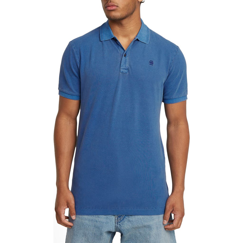 G-star Dunda Slim Fit Overdye Piqué Polo In Pilot Gd