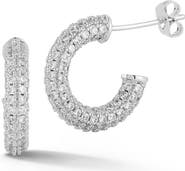 CHLOE AND MADISON Cubic Zirconia Pav Hoop Earrings