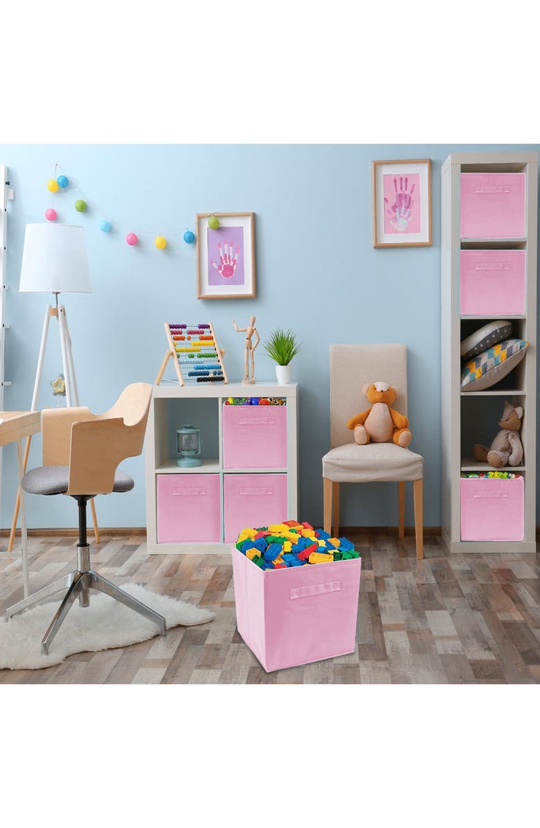 SORBUS Foldable Storage Cube Basket Bin - Set of 6 - Pastel Pink, Alternate, color, Pastel Pink