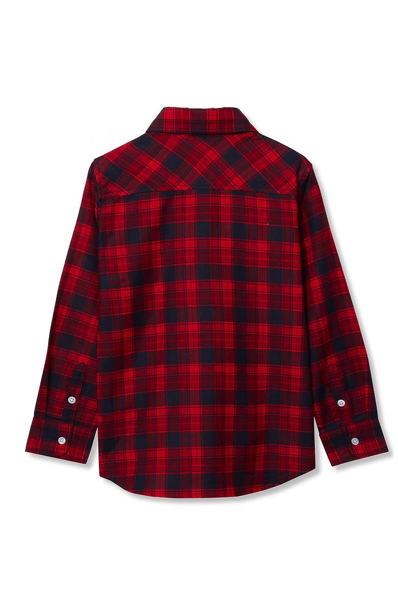 Boys Button Down Poplin Shirt, Alternate, color, Apple Red Plaid