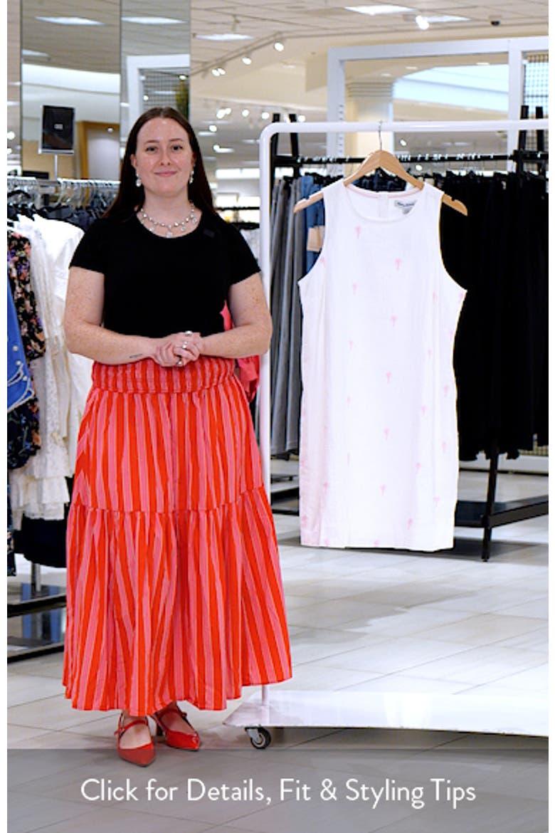 Palm Tree Embroidered Sleeveless Linen Dress video