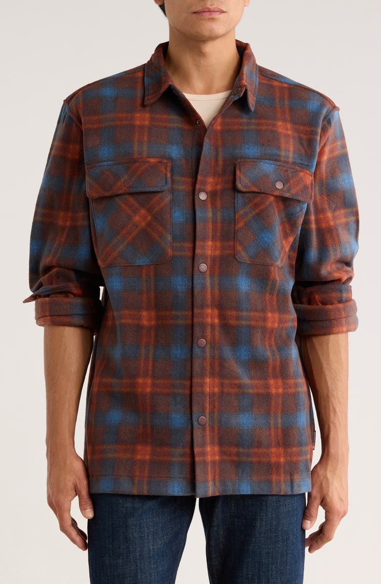 Quiksilver Cold Days Fleece Shirt Jacket, Main, color, Cool Plaid