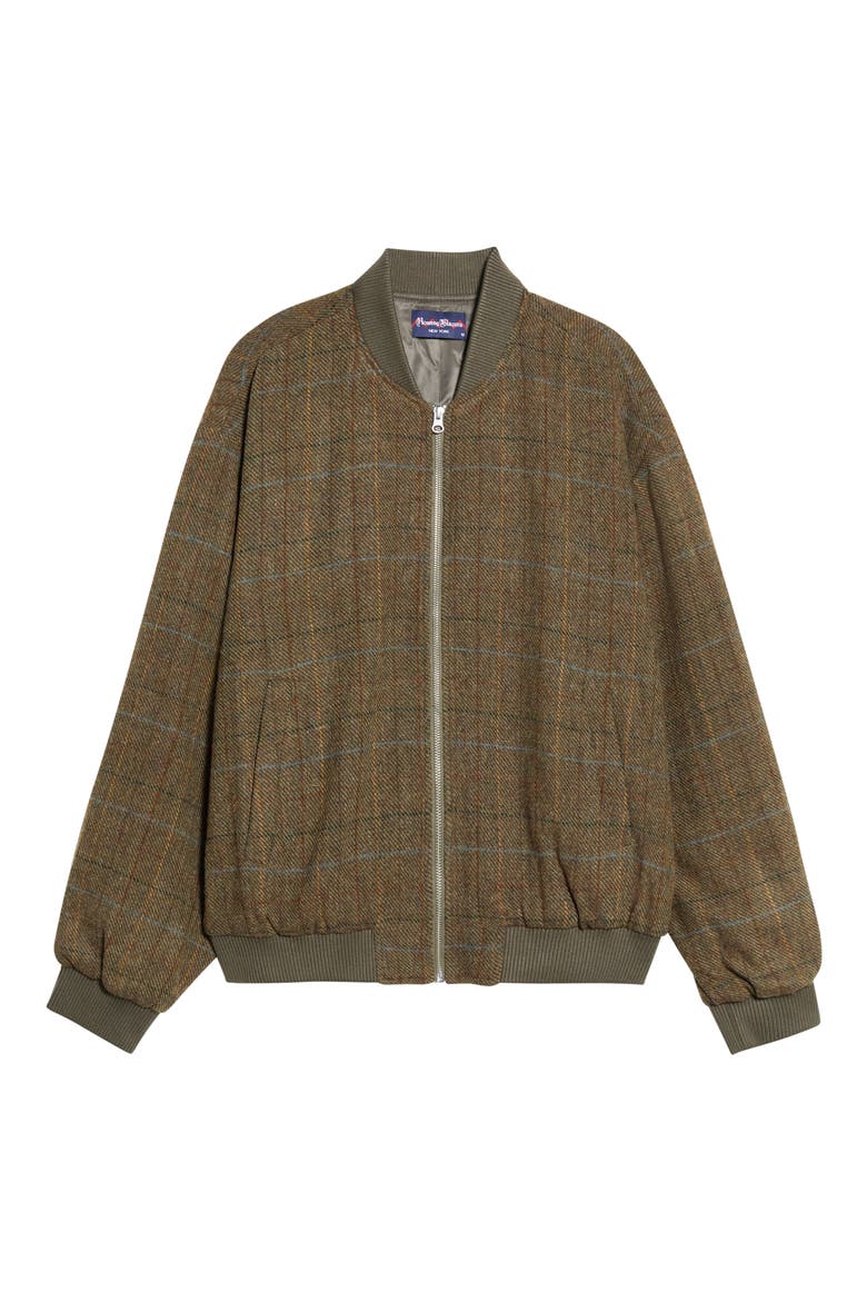 Damian Wool Plaid Bomber Jacket, Alternate, color, GREEN