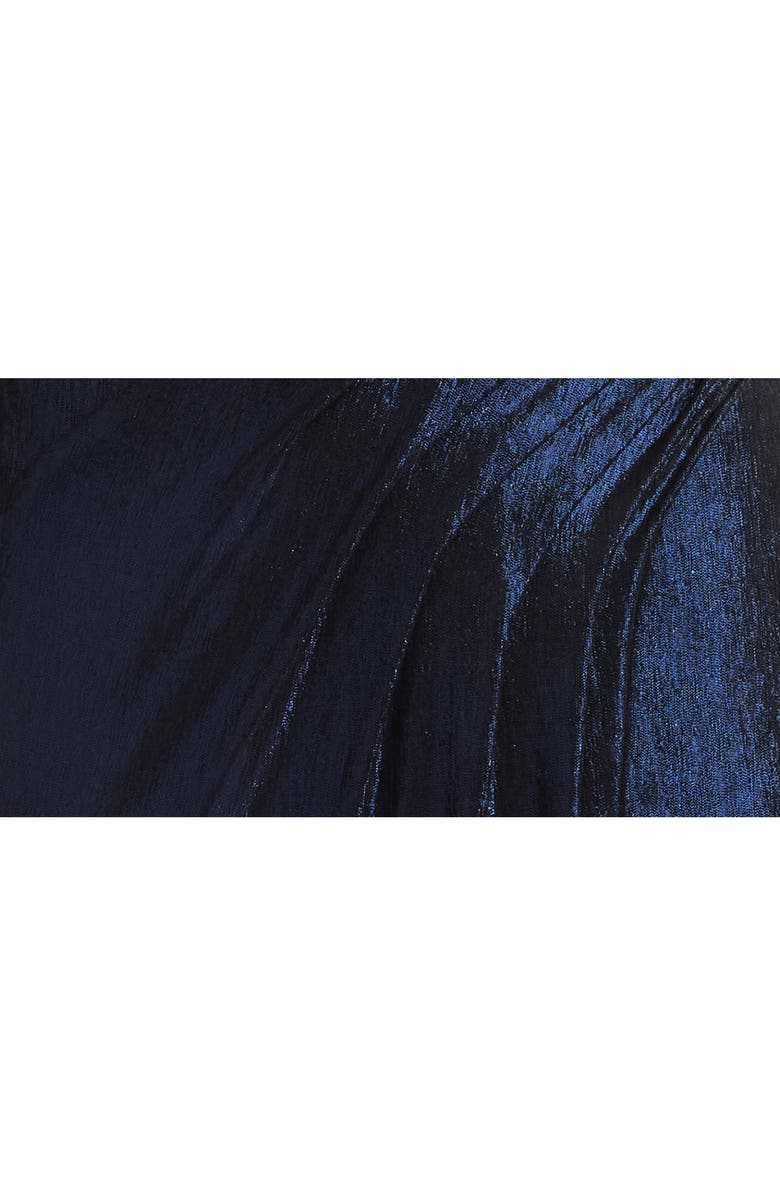 Tadashi Shoji Metallic One-Shoulder Long Sleeve Gown, Alternate, color, 