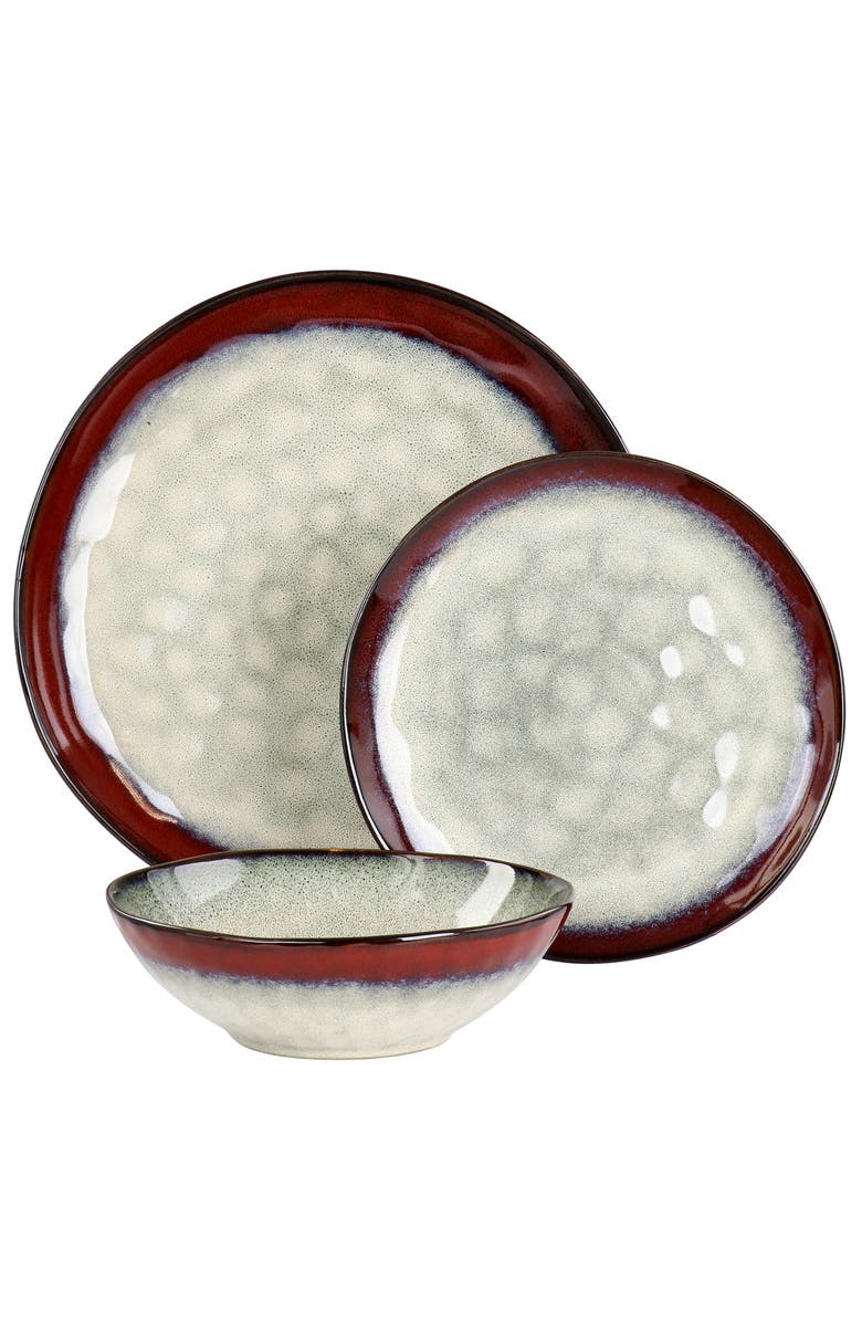 Elama Samara 12 Piece Stoneware Dinnerware Set, Alternate, color, White