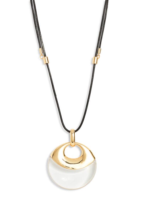 Nordstrom Resin Disc Pendant Necklace In Clear- Black- Gold