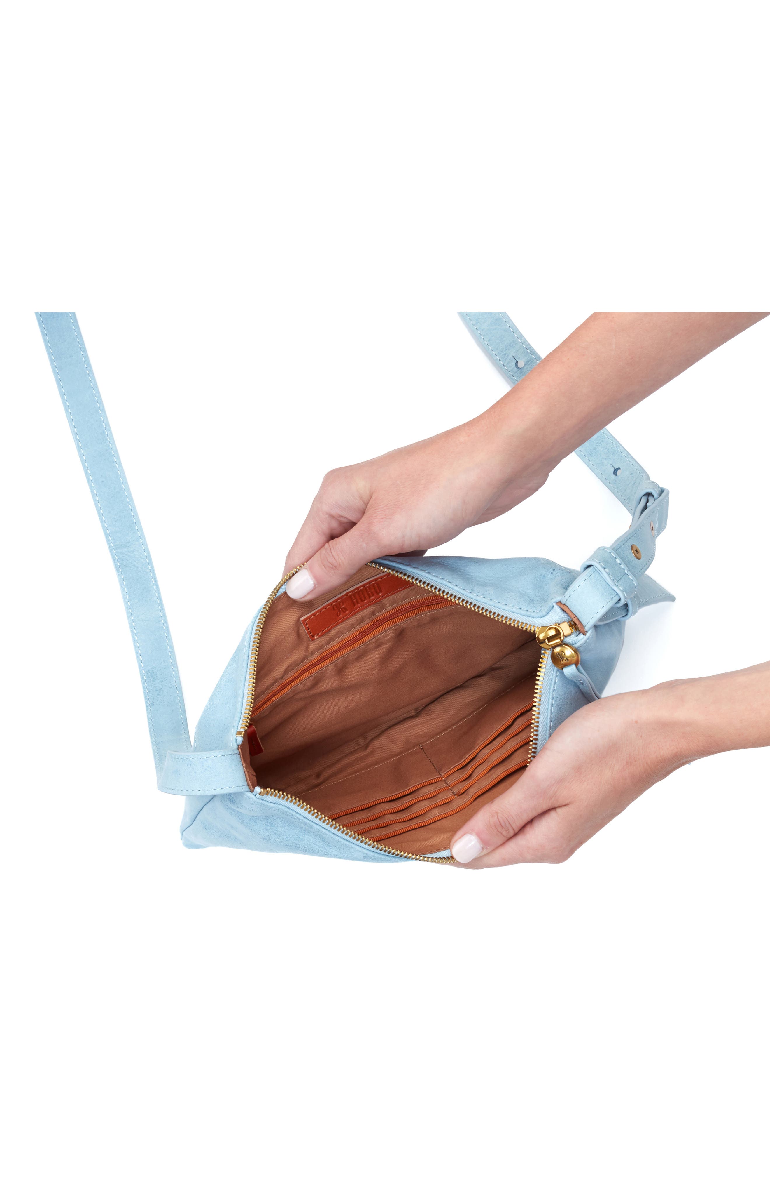 Paulette Small Leather Crossbody Bag, Alternate, color, BLUE TOPAZ