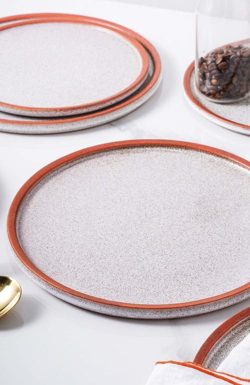 Stone Lain Vince Stoneware 4-piece Dinner Plate Set In Red