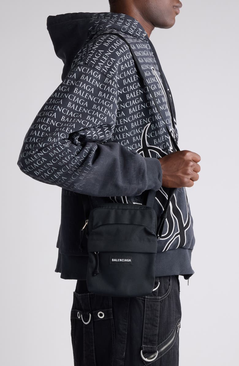 Balenciaga Explorer Canvas Crossbody Pouch, Alternate, color, 1000 Black