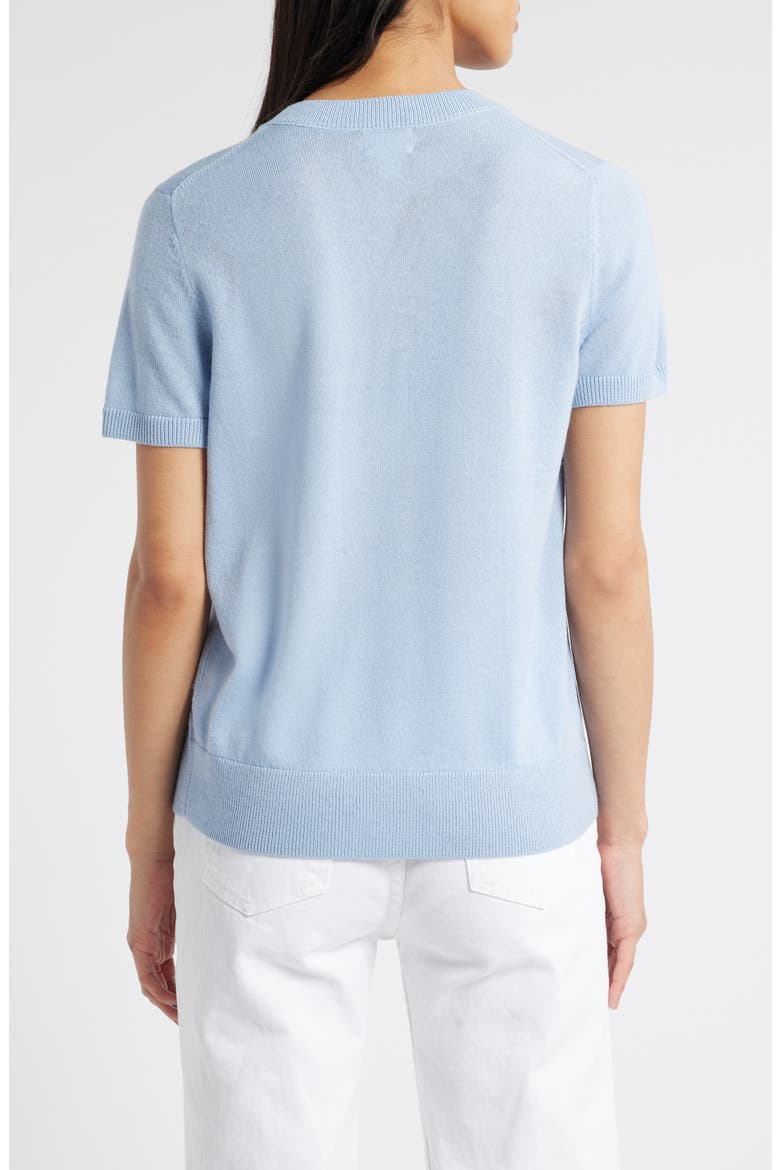 Short Sleeve Merino Wool Blend Crewneck Sweater, Alternate, color, BLUE WINDSURFER