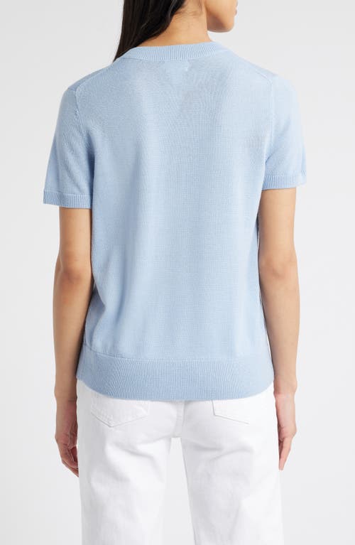 Caslonr Caslon(r) Short Sleeve Merino Wool Blend Crewneck Sweater In Blue Windsurfer