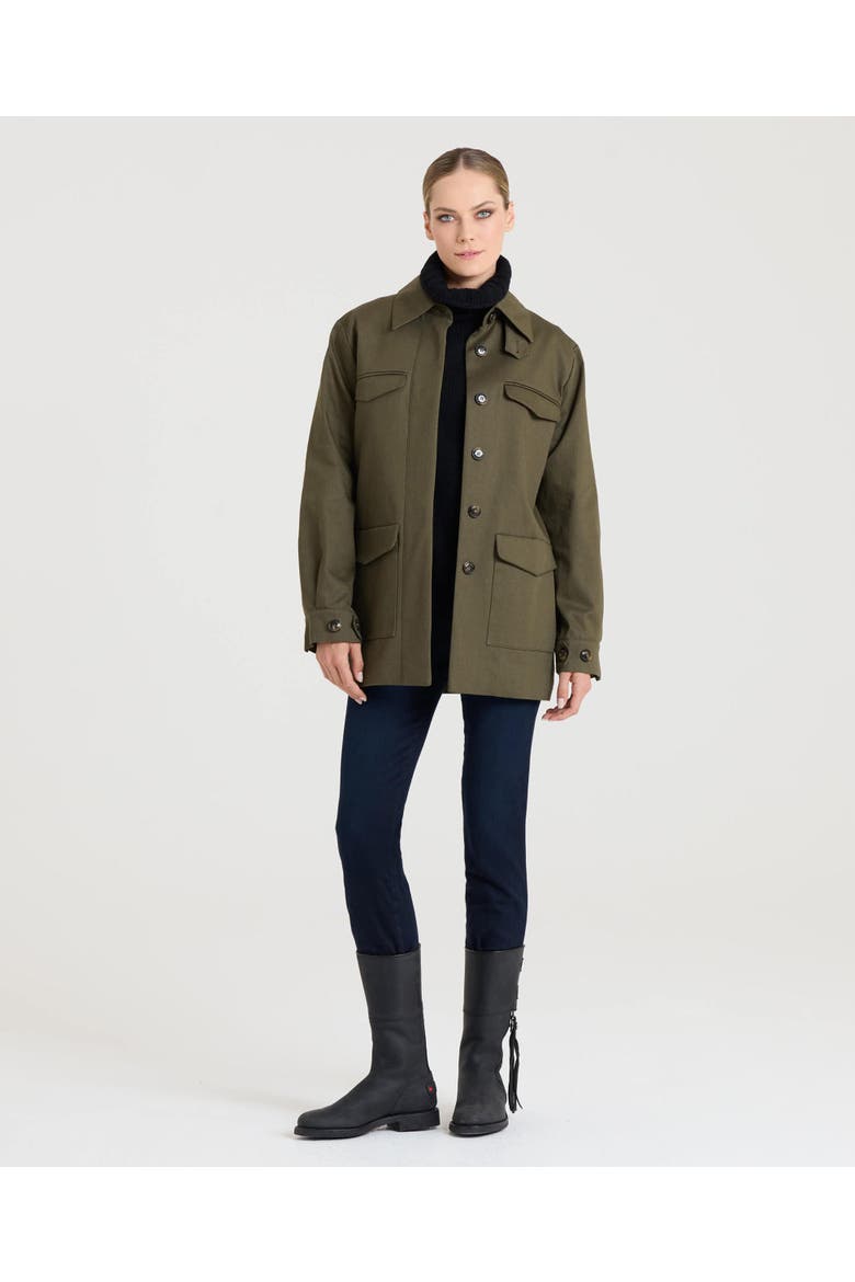 Sarah Utility Cotton Twill Jacket, Alternate, color, Olive