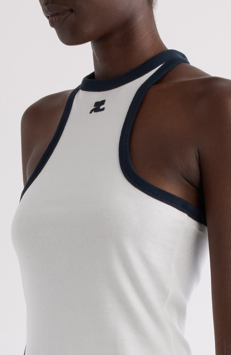 Courrèges Contrast Trim Knit Scuba Minidress, Alternate, color,