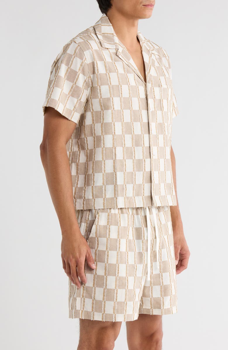 RIZORT Andrew Check Cotton Camp Shirt, Alternate, color, Tan