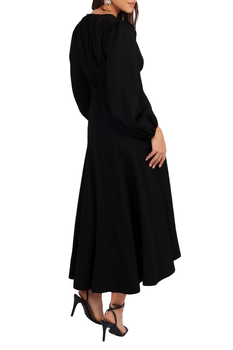 Ginnee Long Sleeve Cutout Midi Dress, Alternate, color, BLACK