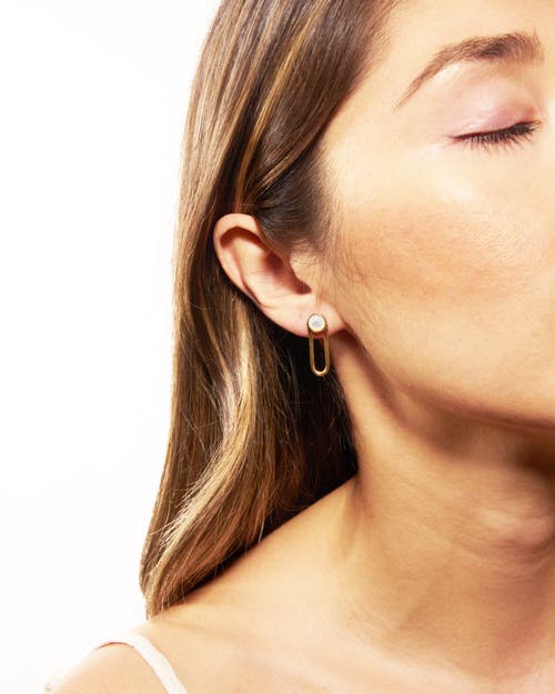 Odette New York Aura Earrings In Mother Of Pearl- Brass