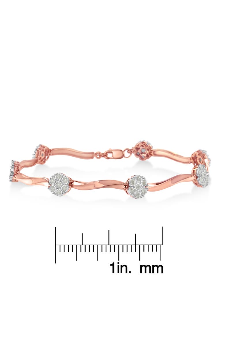 Haus of Brilliance . 10k Rose Gold Over Silver 1.0 cttw Diamond Floral Link Bracelet, Alternate, color, Pink