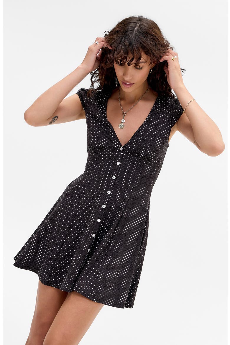 Kiki Polka Dot Fit & Flare Dress, Alternate, color, BLACK POLKA