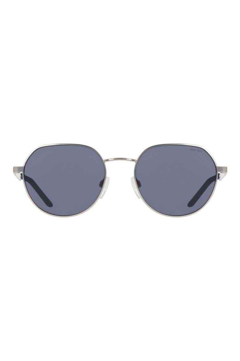 Traveler Trend 52mm Round Sunglasses, Main, color, SATIN SILVER / BLUE