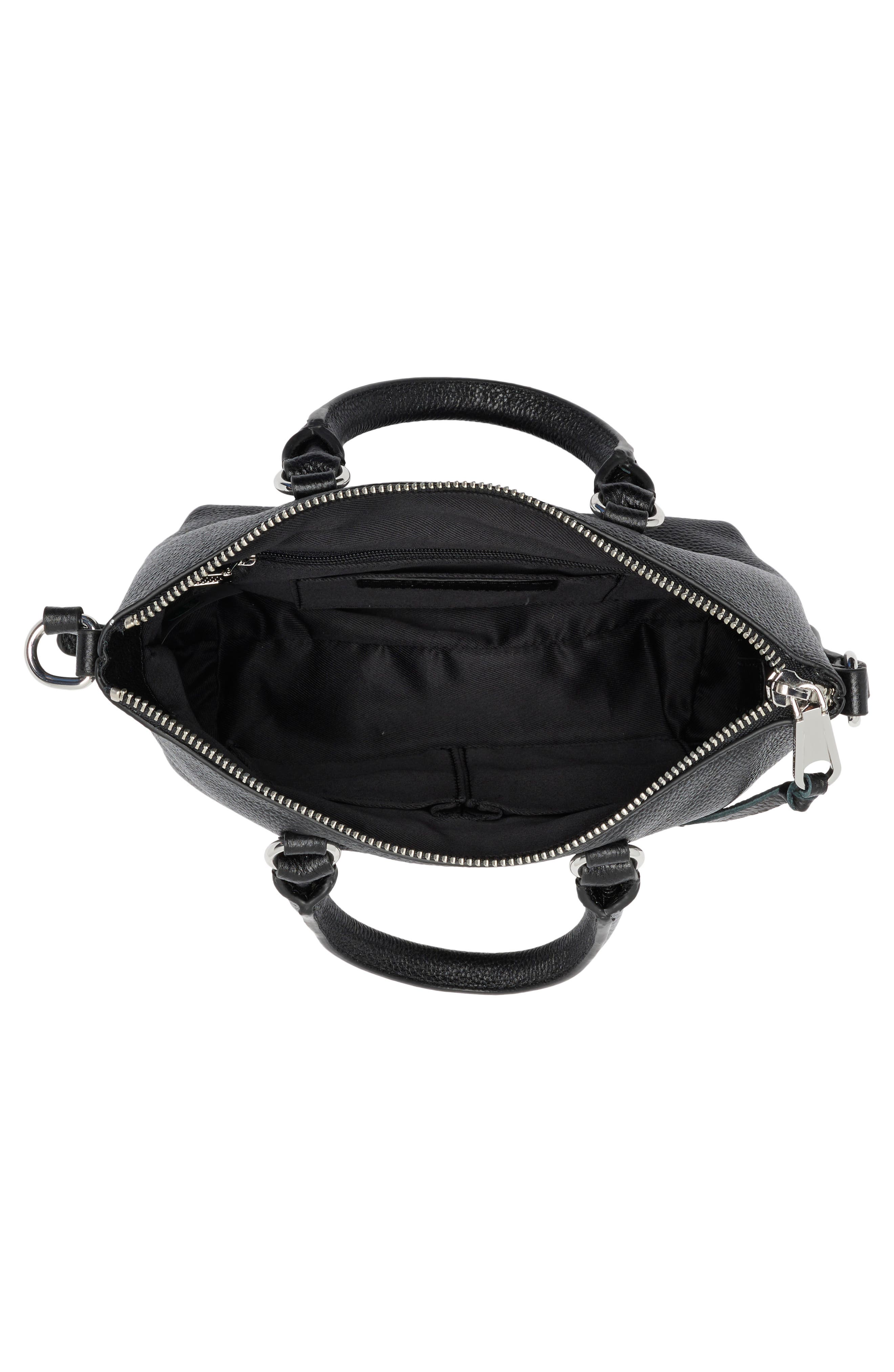 Rebecca Minkoff Micro Moto Leather Satchel, Alternate, color, Black