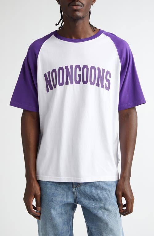 Noon Goons Gametime Raglan T-Shirt in White/Purple 