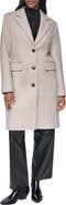DKNY Single Breasted Wool Blend Coat