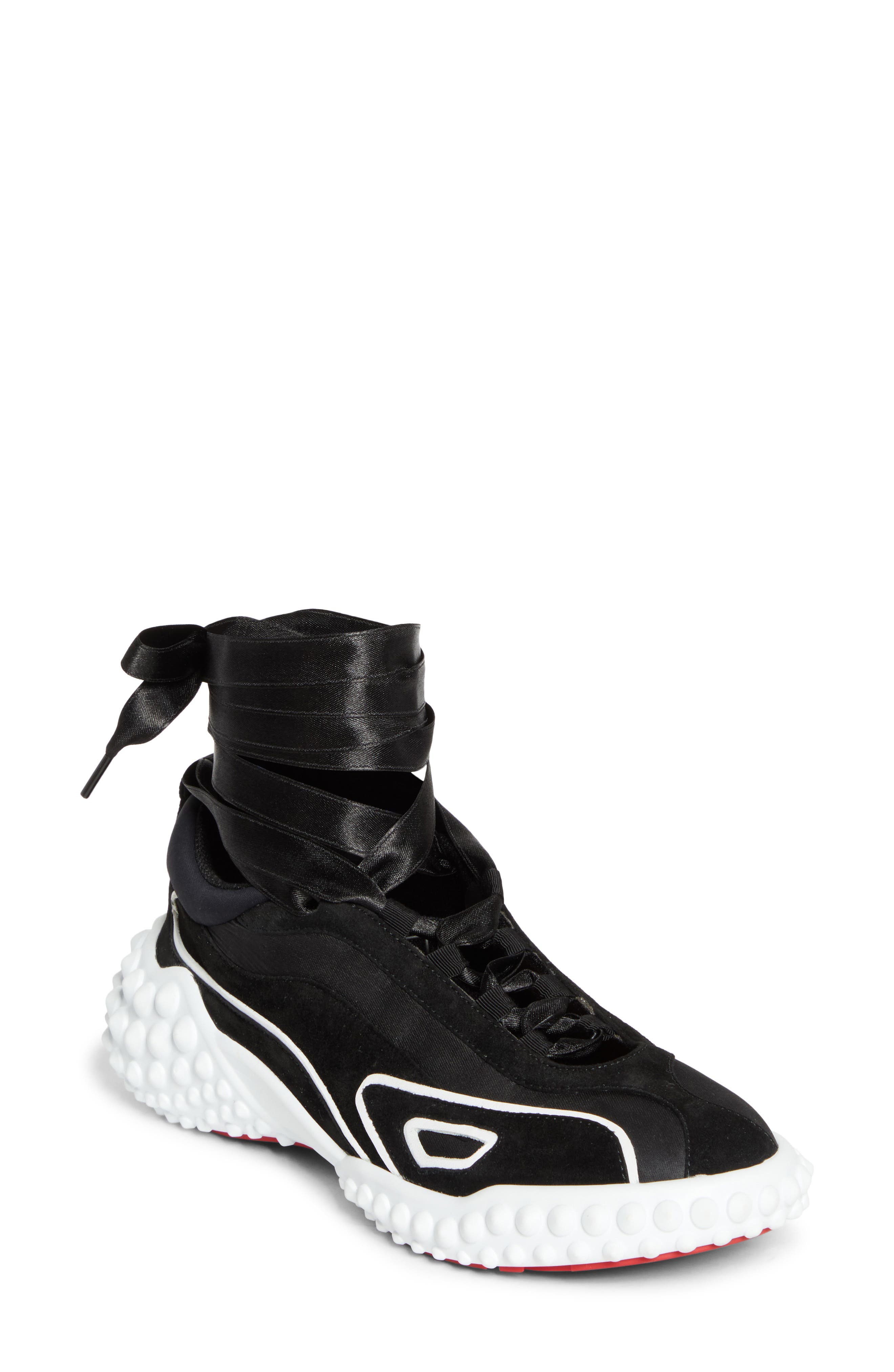 Christian Louboutin Mara Ankle Tie Sneaker, Main, color, Black