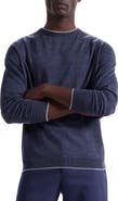 Bugatchi Tipped Merino Wool, Silk & Linen Crewneck Sweater
