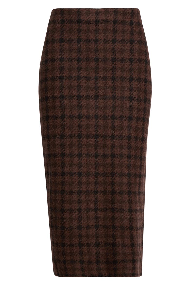 Houndstooth Merino Wool Midi Skirt, Main, color, BROWN CAROLINE PLAID SM