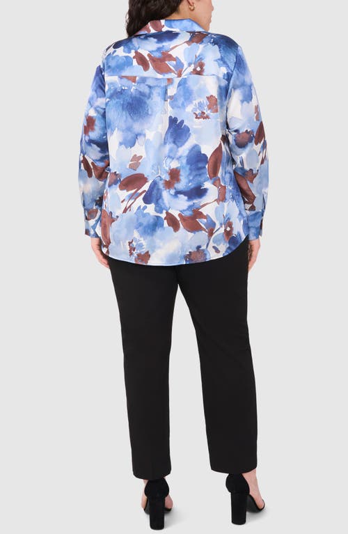 Halogenr Halogen(r) Print Button-up Shirt In Blue Fog