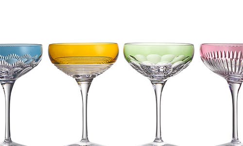 Waterford Mixology Mixed Large Coupe Crystal Glasses 280ml Set Of Four In Multi