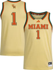 adidas Men's adidas #1 Yellow Miami Hurricanes Swingman Jersey