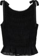 AllSaints Lotus Sheer Shirred Tie Shoulder Peplum Top