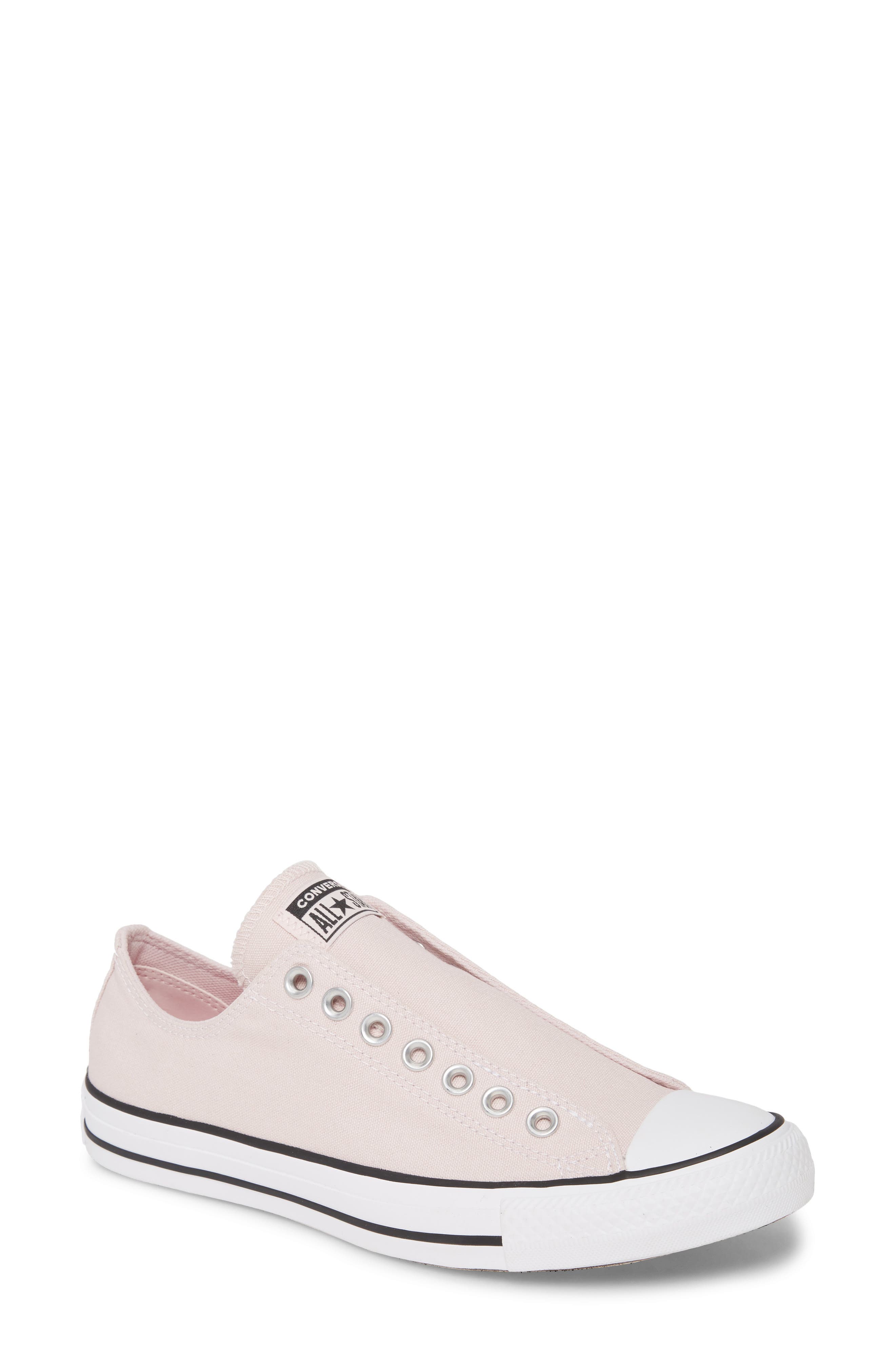 Chuck Taylor® All Star® Laceless Low Top Sneaker, Main, color, BARELY ROSE/ BLACK/ WHITE