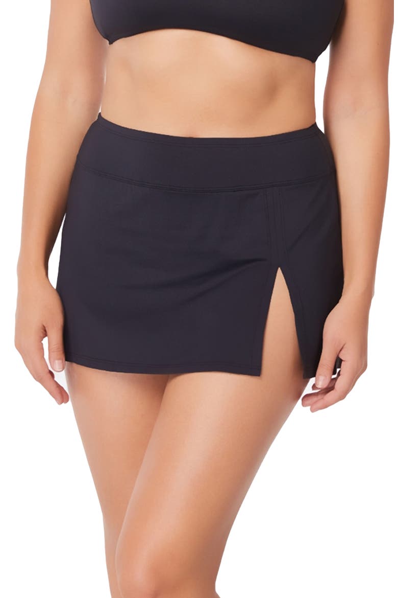 Ring Me Up High Waist Skirted Bikini Bottoms, Main, color, BLACK