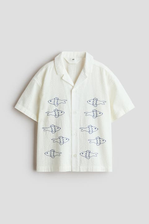 Embroidered cotton resort shirt