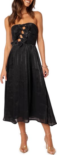 Mila Strapless Bow Cutout Midi Dress