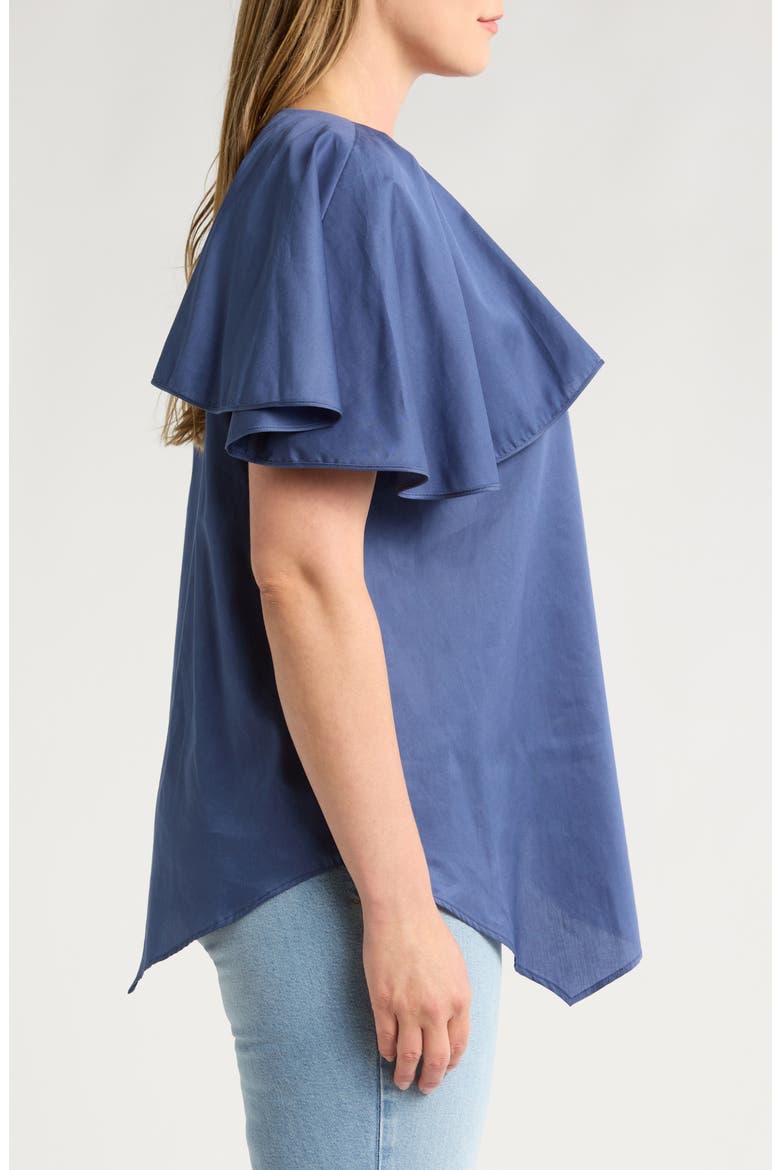 Tatyana Ruffle Asymmetric Cotton Top, Alternate, color, INDIGO BLUE