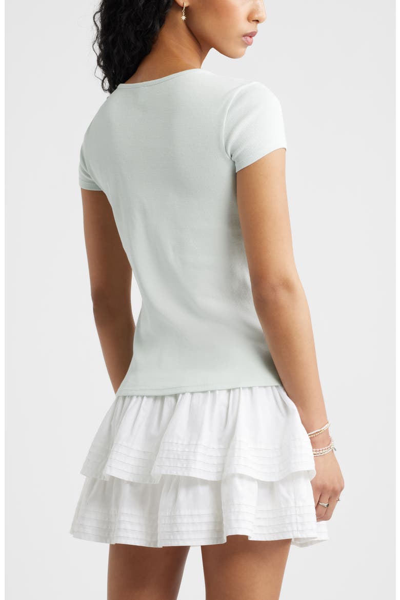 Short Sleeve Rib Knit Cardigan, Alternate, color, GREEN CLOUD