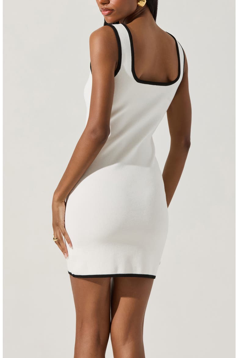 Contrast Button Sweater Dress, Alternate, color, WHITE