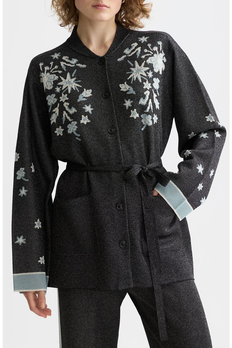 40 Years Metallic Belted Jacquard Jacket, Main, color, METEORITE