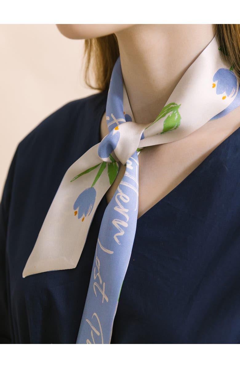 Lost Pattern "Tulip" Silk Skinny Scarf, Alternate, color, Sky Blue