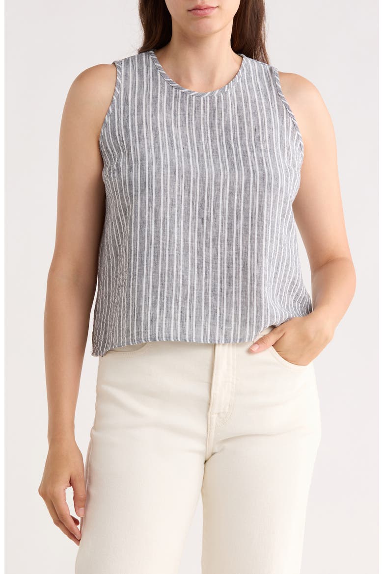 Stripe Sleeveless Cotton Top, Main, color, BLACK