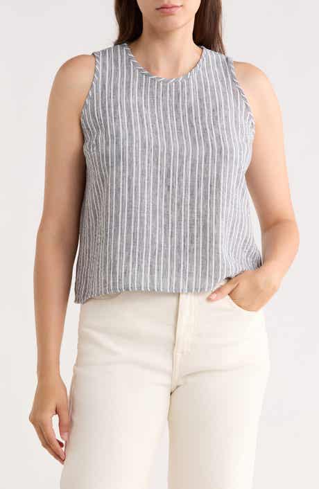 Renee C Stripe Sleeveless Cotton Top