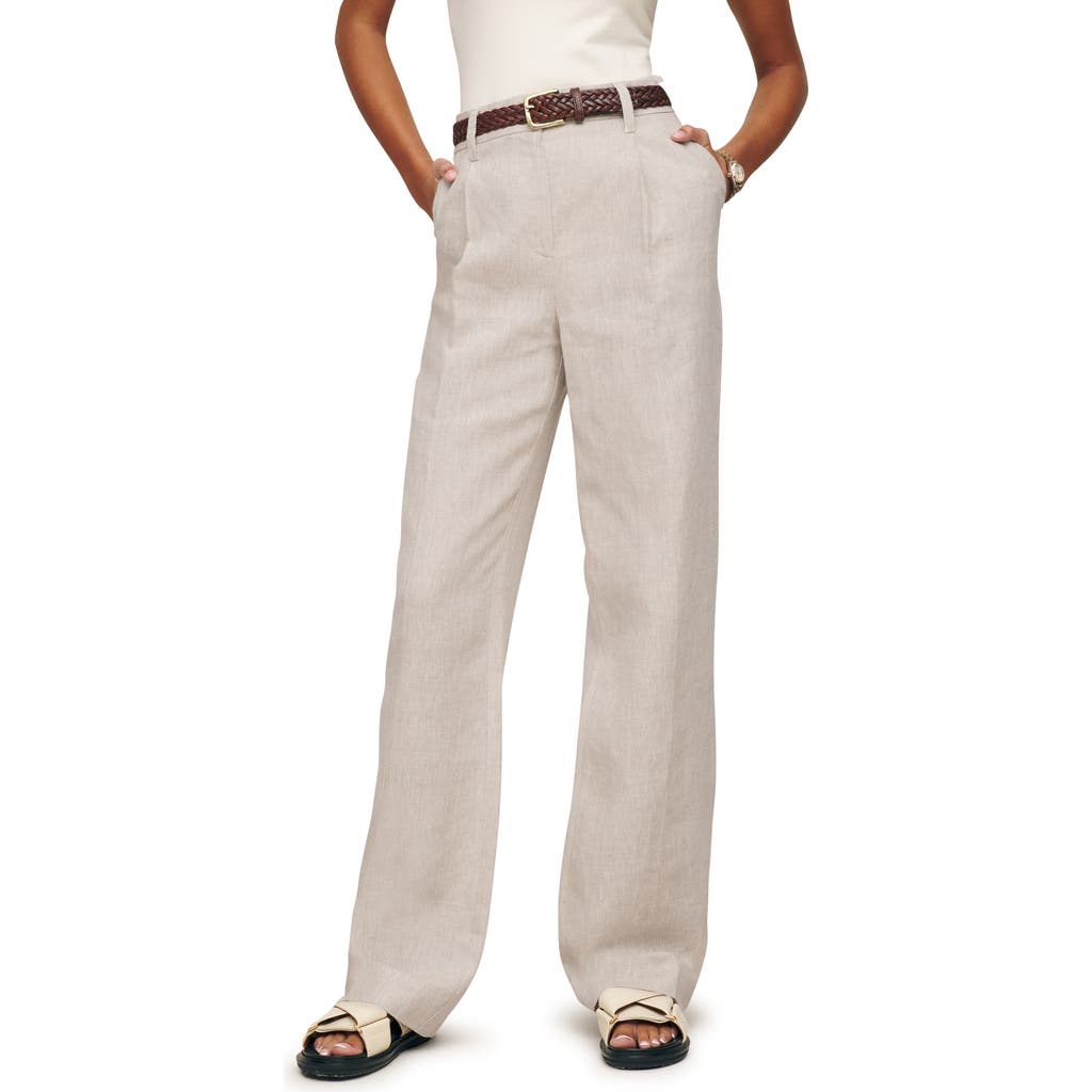 Reformation Alex Wide Leg Linen Pants In Oatmeal