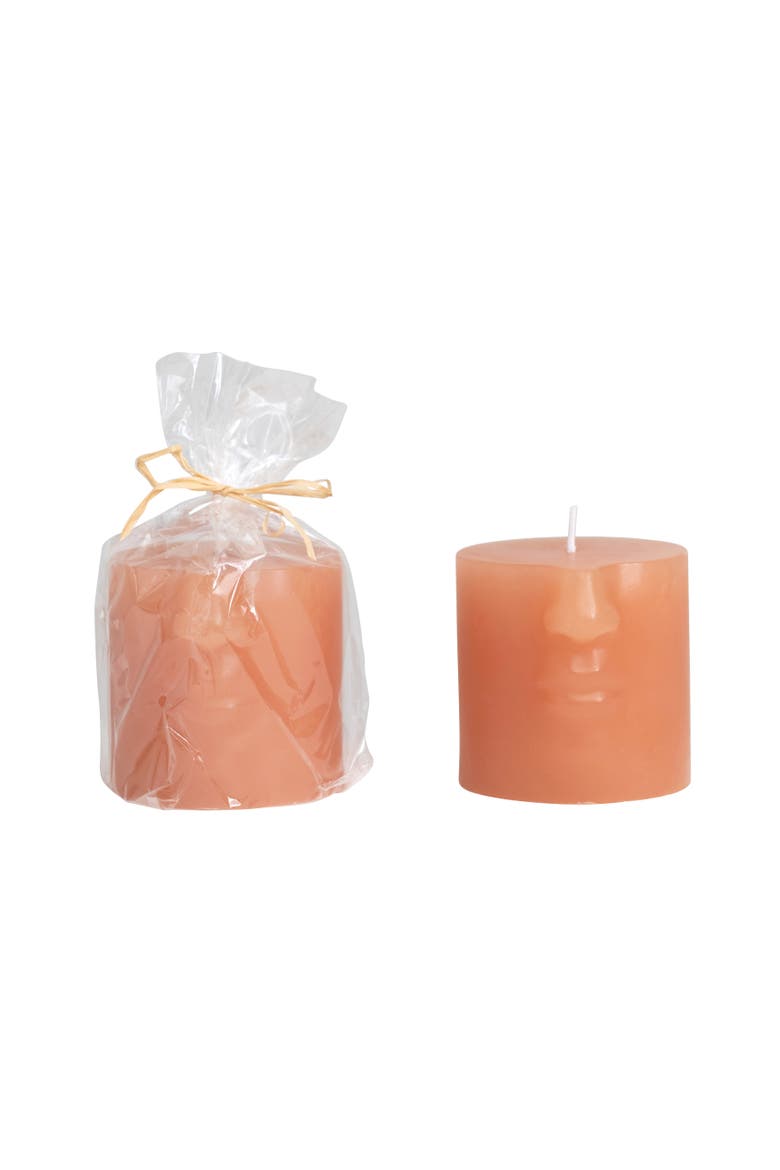 Unscented Face Pillar Candle, Main, color, Pink