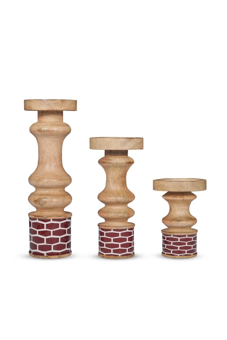 Gramercy Red Pillar Candleholder Set, Main, color, Red