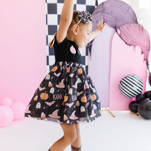 Sweet Wink Boo Halloween Short Sleeve Tutu Dress In Black